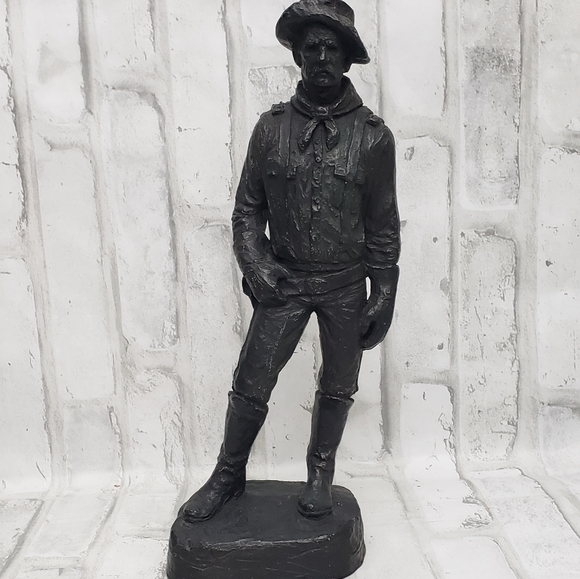 Michael Garman Western Décor of 1969 Cowboy W/ Pistol Holster Bronze Tone Statue - Picture 6 of 8
